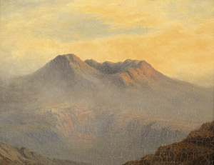 Lot 6153, Auction  105, Knoll, Waldemar - nach, Blick auf eine kaukasische Vulkanlandschaft mit Ruinen im Sonnenuntergang