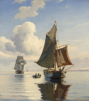 Lot 6166, Auction  105, Neumann, Johan Carl, Segelschiffe bei ruhiger See an einem Sommertag