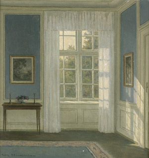 Lot 6188, Auction  105, Henriksen, William, Blaues Interieur mit Fenster.