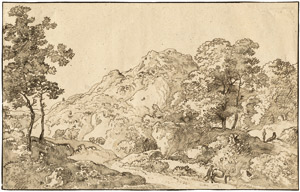 Lot 6256, Auction  105, Genoels, Abraham, Gebirgige Landschaft mit Bäumen und Staffage