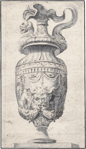 Lot 6267, Auction  105, Italienisch, um 1700. Vase mit Satyrkopf und Groteskendeckel