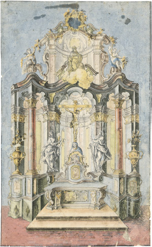 Lot 6317, Auction  105, Feuchtmayer, Joseph Anton - zugeschrieben, Entwurf für einen Hochaltar mit Christus am Kreuz