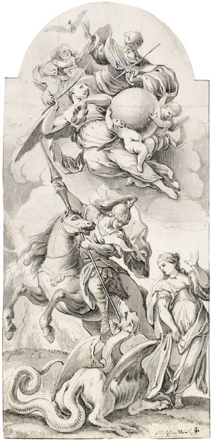 Lot 6355, Auction  105, Süddeutsch, um 1720. Der hl. Georg im Kampf mit dem Drachen