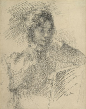 Lot 6368, Auction  105, Berthon, Auguste, Bildnis einer jungen Frau, den Kopf in die Hand gestützt