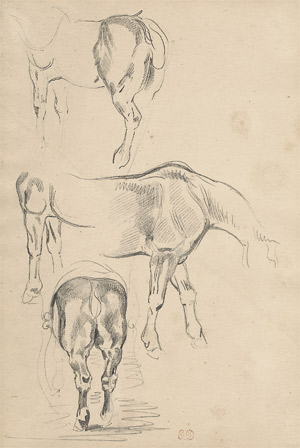 Lot 6381, Auction  105, Delacroix, Eugène, Vier Studien eines Pferdes