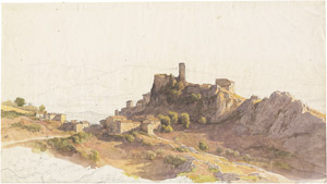 Lot 6390, Auction  105, Deutsch, um 1840. Blick auf Olevano mit 