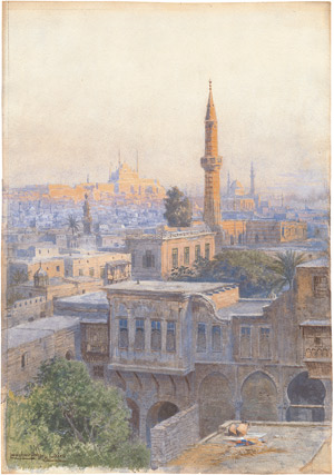 Lot 6407, Auction  105, Fischer, Ludwig Hans, Blick über Kairo mit der Alabastermoschee