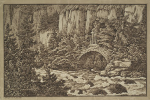 Lot 6455, Auction  105, Menzel, Carl August Peter, Alpenlandschaft mit Wildwasser bei einer Steinbrücke