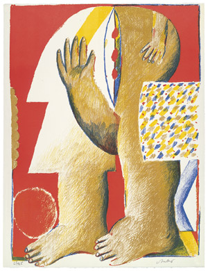Lot 7062, Auction  105, Antes, Horst, Maskierte Figur vor Rot
