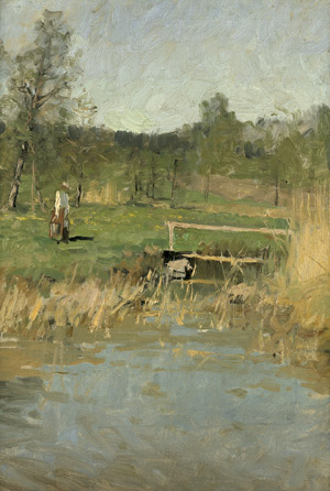 Lot 7095, Auction  105, Bergström, Alfred, Landschaft mit Wasserträgerin