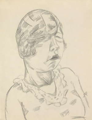 Lot 8206, Auction  105, Mammen, Jeanne, Brustbild einer Frau mit Stupsnase und zugekniffenen Augen