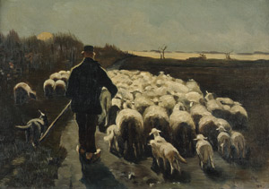Lot 8238, Auction  105, Morgenthaler, Ernst, Schäfer mit seiner Herde im Abendlicht