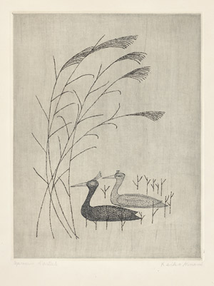 Lot 8565, Auction  105, Minami, Keiko, L'Herbe et les deux Oiseaux (Grass and two Birds)