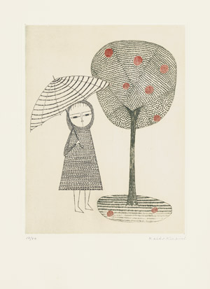 Lot 8587, Auction  105, Minami, Keiko, Fillette au Parapluie et Pommier (Girl with Umbrella and Apple Tree)