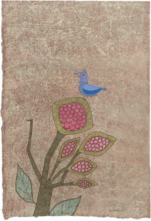 Lot 8596, Auction  105, Minami, Keiko, Oiseau et Fleurs rouges (Bird and red Flowers)
