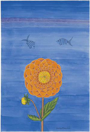 Lot 8600, Auction  105, Minami, Keiko, Chrysanthème orange et Poissons (Orange Chrysanthemum and Fish)