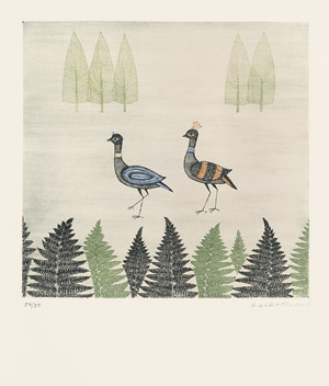 Lot 8619, Auction  105, Minami, Keiko, Deux Oiseaux dans la Fougère (Two Birds in Fern)