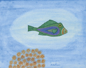 Lot 8628, Auction  105, Minami, Keiko, Poisson vert et violet (Fish in Green and Violet)