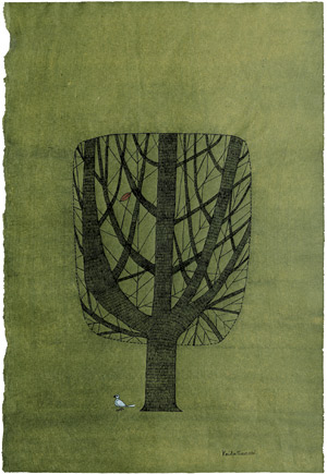 Lot 8632, Auction  105, Minami, Keiko, Oiseau sous un Arbre nu (Bird under a bare tree)