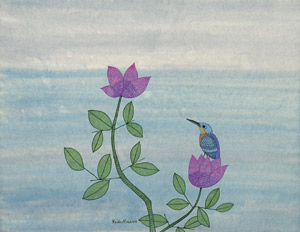 Lot 8639, Auction  105, Minami, Keiko, Martin-pêcheur sur une Fleur (Kingfisher on Flower)