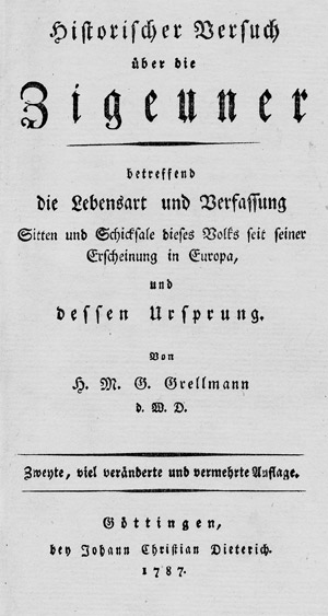 Lot 502, Auction  106, Grellmann, Heinrich Moritz Gottlieb, Historischer Versuch über die Zigeuner