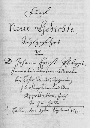 Lot 1015, Auction  106, Philippi, Johann Ernst, Fünf Neue Gedichte. Halle 1749