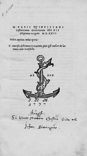 Lot 1092, Auction  106, Quintilianus, Marcus Fabius, Institutionum Oratoriarum libri XII