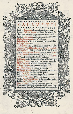 Lot 1094, Auction  106, Sallustius Crispus, Gaius, (Opera omnia). Hoc in volumine continentur