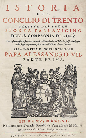 Lot 1126, Auction  106, Pallavicino, Pietro Sforza, Istoria del Concilio di Trento. Parte I-III (von 3).