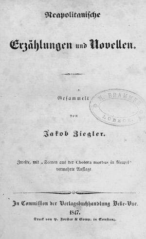 Lot 1863, Auction  106, Ziegler, Jakob, Neapolitanische Erzählungen und Novellen