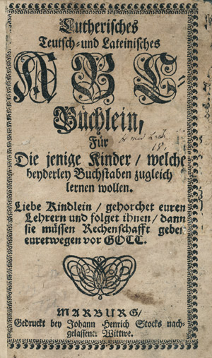 Lot 1887, Auction  106, Lutherisches teutsch- und lateinisches ABC-Büchlein, für die jenigen Kinder, welche beyderley Buchstaben zugleich lernen wollen