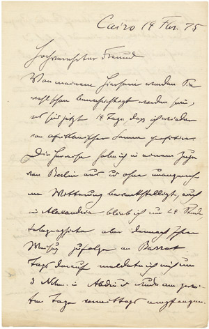 Lot 2238, Auction  106, Schweinfurth, Georg, Brief 1875 aus Kairo