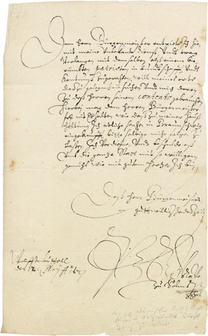 Lot 2256, Auction  106, Solms, Philipp Graf zu, Brief 1627 in Wolfenbüttel