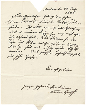 Lot 2327, Auction  106, Graff, Anton, Brief 1805 an Heinrich Blümner