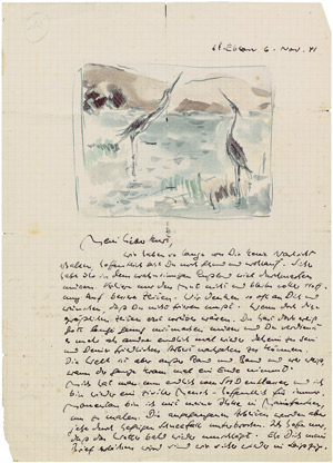 Lot 2349, Auction  106, Schwimmer, Max, Brief 1941 mit Aquarell