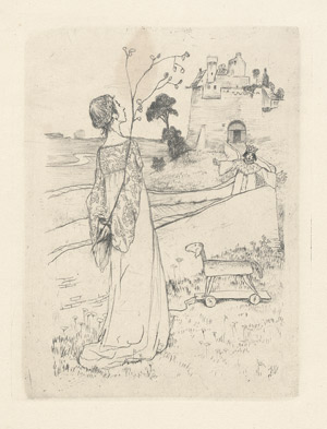 Lot 2352, Auction  106, Vogeler, Heinrich, Brief 1908 + Radierung