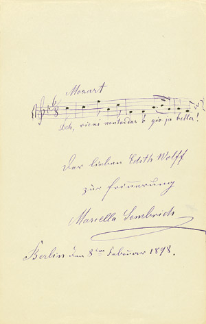 Lot 2413, Auction  106, Sembrich, Marcella, Musikal. Albumblatt 1898