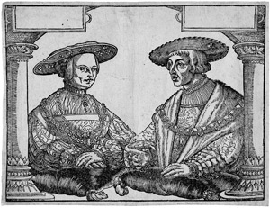 Lot 5088, Auction  106, Deutsch, um 1530. Doppelbildnis Kaiser Maximilian mit seiner Frau Maria Bianca Sforza