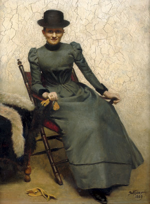 Lot 6114, Auction  106, Fischer, Paul Gustav, Porträt einer sitzenden Frau mit Handschuh