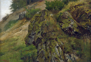 Lot 6156, Auction  106, Steffeck, Carl, Harzlandschaft mit bemoosten Felsen