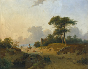 Lot 6173, Auction  106, Vrolijk, Adrianus Jacobus, Landschaft mit heimkehrenden Hirten im Abendlicht