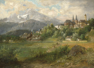 Lot 6183, Auction  106, Heinel, Eduard, Sommerliche Landschaft mit Blick auf Berchtesgaden