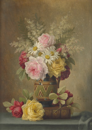Lot 6193, Auction  106, Longpré, Paul de, Blumenstilleben mit Rosen, Margeriten und Mimosen