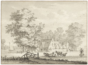 Lot 6589, Auction  106, Goll von Franckenstein, Johann Edler, Niederländische Landschaft mit Vieh und Milchmädchen