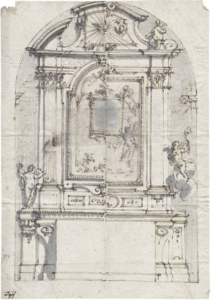 Lot 6596, Auction  106, Tesi, Mauro Antonio, Entwurf für einen barocken Hochaltar. 