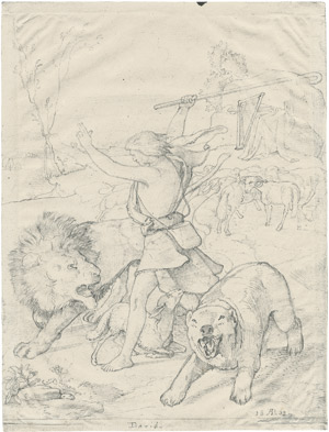 Lot 6635, Auction  106, Rethel, Alfred, David beschützt das Lamm gegen Löwen und Bären