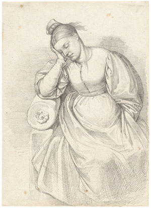 Lot 6636, Auction  106, Deutsch, um 1830. Schlafendes Mädchen, den Kopf auf die rechte Hand gestützt