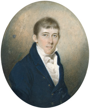 Lot 6645, Auction  106, Englisch, Anfang 19. Jh. Porträt eines Gentleman im blauen Rock mit weißer gebundener Kravatte