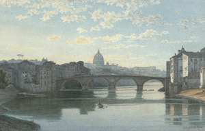 Lot 6725, Auction  106, Zielke, Julius, Rom: Blick über den Tiber auf Trastevere und St. Peter
