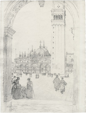 Lot 6742, Auction  106, Haig, Axel Hermann, Der Markusplatz mit Blick auf die Basilika und den Campanile